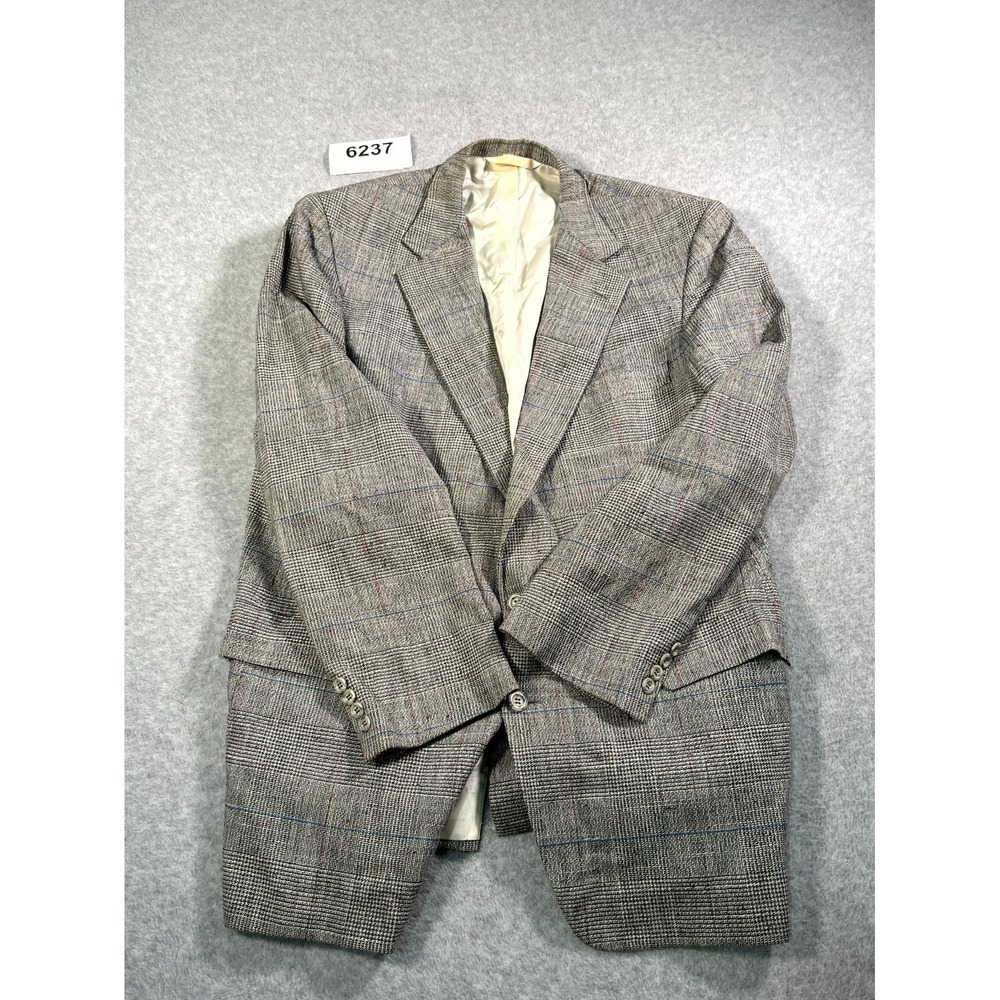 Christian Brooks Blazer Jacket 42R Mens Gray Houndstooth Single Breasted Formal